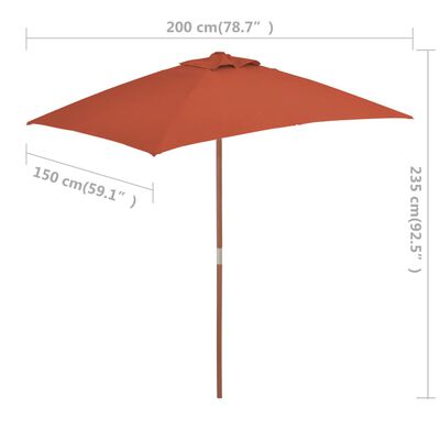 vidaXL Garden Parasol with Wooden Pole 150x200 cm Terracotta