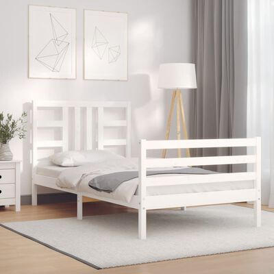 vidaXL Bed Frame without Mattress White Single Solid Wood Pine