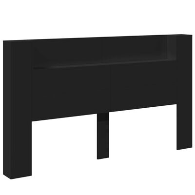 vidaXL Headboard Cabinet with LED Black 180x16.5x103.5 cm