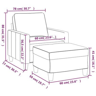 vidaXL Sofa Chair with Footstool Dark Grey 60 cm Fabric