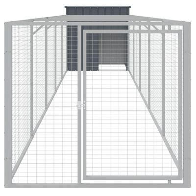 vidaXL Dog House with Run Anthracite 110x609x110 cm Galvanised Steel