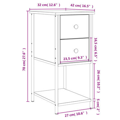 vidaXL Bedside Cabinets 2 pcs Brown Oak 32x42x70 cm Engineered Wood