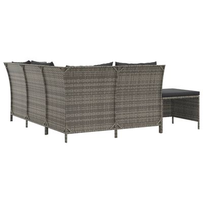 vidaXL 4 Piece Garden Lounge Set with Cushions Grey Poly Rattan