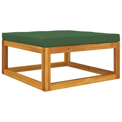 vidaXL Garden Footrest with Green Cushion Solid Wood Acacia