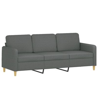 vidaXL 3-Seater Sofa with Throw Pillows Dark Grey 180 cm Fabric