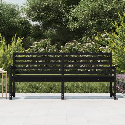 vidaXL Garden Bench Black 203.5x48x91.5 cm Solid Wood Pine
