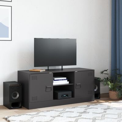 vidaXL TV Cabinet Black 99x39x44 cm Steel