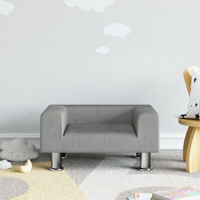 vidaXL Kids Sofa Light Grey 50x40x26.5 cm Velvet