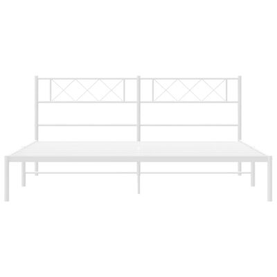 vidaXL Metal Bed Frame with Headboard White Super King Size