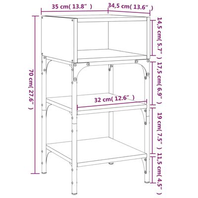 vidaXL Bedside Tables 2 pcs Smoked Oak 35x34.5x70 cm Engineered Wood