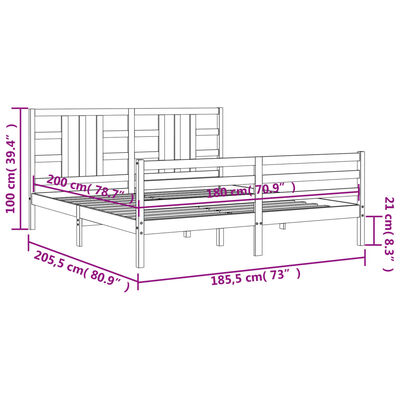 vidaXL Bed Frame without Mattress Super King Size Solid Wood