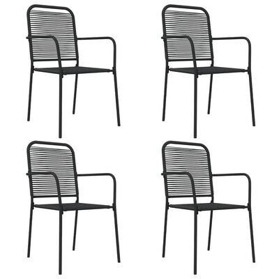 vidaXL 5 Piece Garden Dining Set Black Cotton Rope and Steel