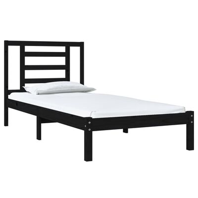 vidaXL Bed Frame without Mattress Black 90x190 cm Single Solid Wood Pine