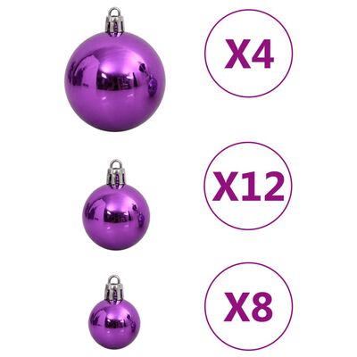 vidaXL 111 Piece Christmas Bauble Set Purple Polystyrene