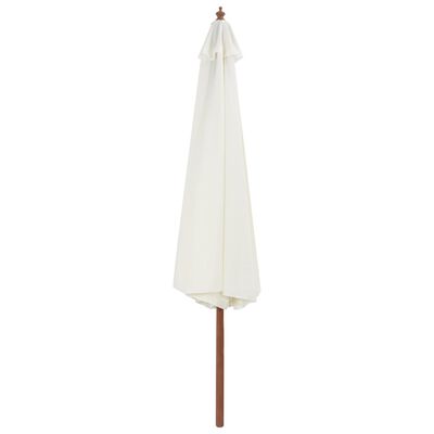 vidaXL Garden Parasol with Wooden Pole 350 cm Sand White