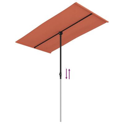 vidaXL Garden Parasol with Aluminium Pole 180x110 cm Terracotta