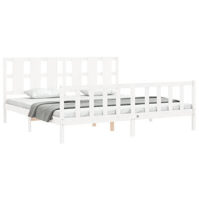 vidaXL Bed Frame without Mattress White Solid Wood Pine