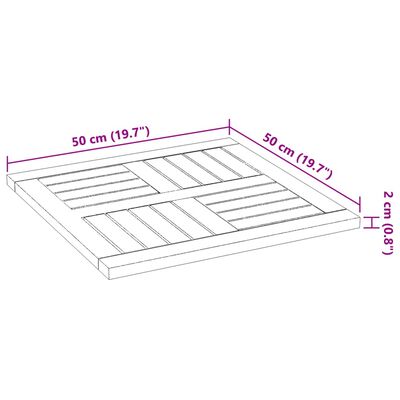 vidaXL Table Top 50x50x2 cm Square Solid Wood Acacia