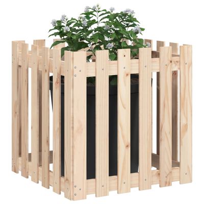 vidaXL Garden Planter with Fence Design 60x60x60 cm Solid Wood Pine