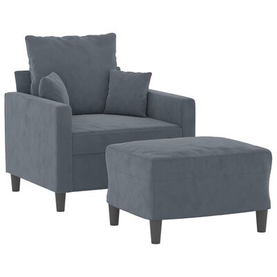 vidaXL Sofa Chair with Footstool Dark Grey 60 cm Velvet