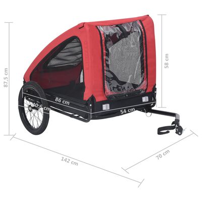 vidaXL Pet Bike Trailer Red and Black