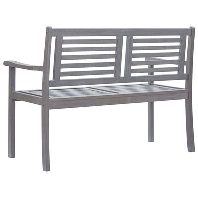 vidaXL 2-Seater Garden Bench with Cushion 120 cm Grey Eucalyptus Wood