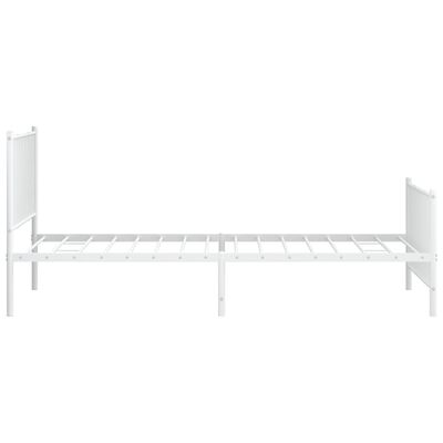 vidaXL Metal Bed Frame with Headboard and Footboard White 107x203 cm