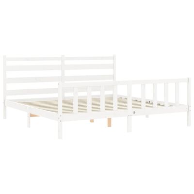 vidaXL Bed Frame without Mattress White Solid Wood Pine