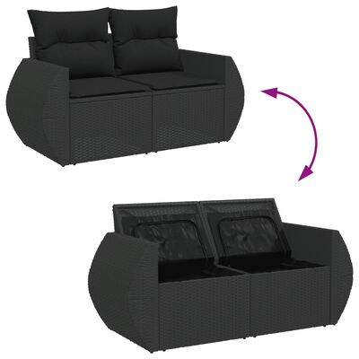 vidaXL 6 Piece Garden Sofa Set with Cushions Black Poly Rattan