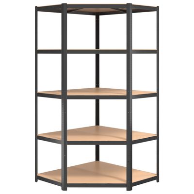 vidaXL 5-Layer Corner Shelf Anthracite Steel&Engineered Wood