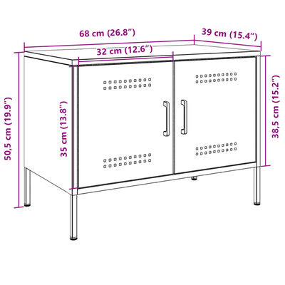 vidaXL TV Cabinets 2 pcs Black 68x39x50.5 cm Steel