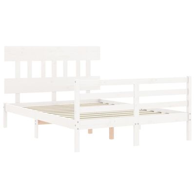 vidaXL Bed Frame without Mattress White Double Solid Wood