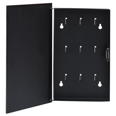 vidaXL Key Box with Magnetic Board Black 30x20x4 cm