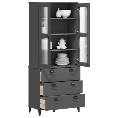 vidaXL Highboard VIKEN Anthracite Grey 80x40x190 cm Solid Wood Pine