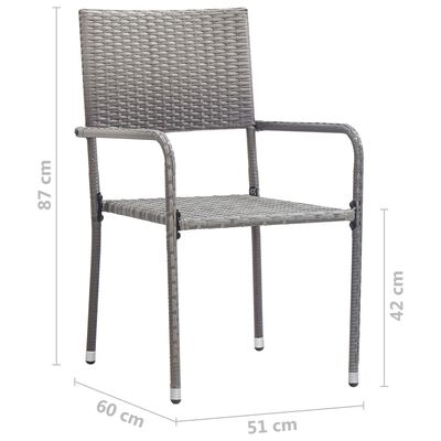 vidaXL Garden Dining Chairs 6 pcs Stackable Grey Poly Rattan