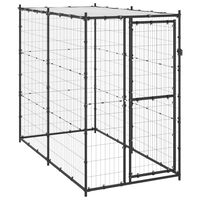 vidaXL Outdoor Dog Kennel Steel with Roof 110x220x180 cm