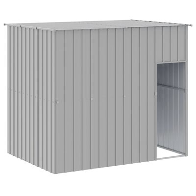 vidaXL Dog House with Run Light Grey 214x457x181 cm Galvanised Steel