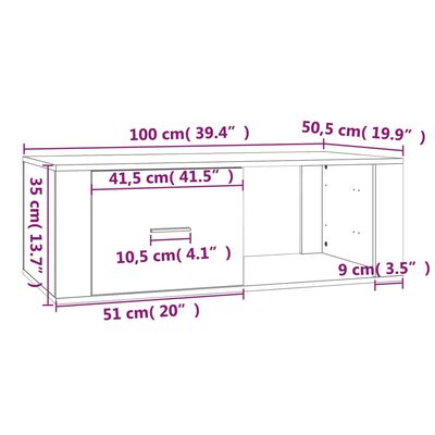 vidaXL Coffee Table Grey Sonoma 100x50.5x35 cm Engineered Wood