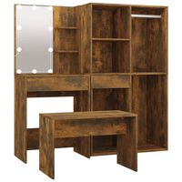 vidaXL Dressing Table Set with LED Smoked Oak Engineered Wood