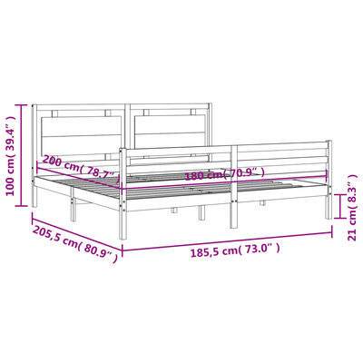 vidaXL Bed Frame without Mattress Super King Size Solid Wood