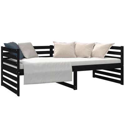 vidaXL Day Bed without Mattress Black 90x190 cm Single Solid Wood Pine