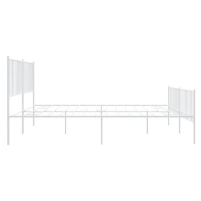 vidaXL Metal Bed Frame with Headboard and Footboard White 180x200 cm Super King