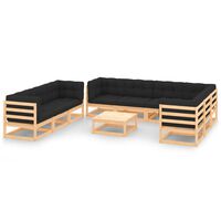 vidaXL 10 Piece Garden Lounge Set with Cushions Solid Pinewood