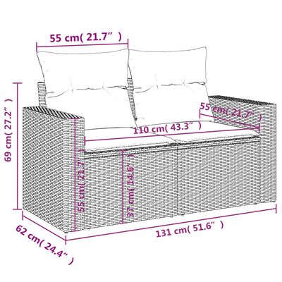 vidaXL 11 Piece Garden Sofa Set with Cushions Grey Poly Rattan