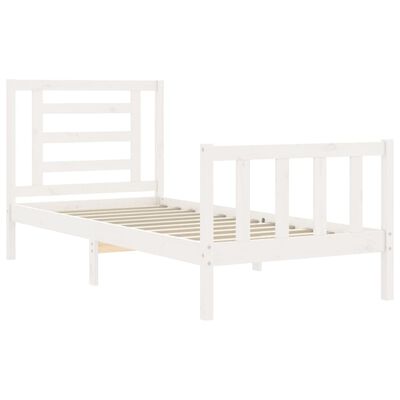 vidaXL Bed Frame without Mattress White Single Solid Wood Pine