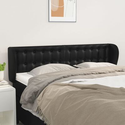 vidaXL Headboard with Ears Black 147x23x78/88 cm Faux Leather