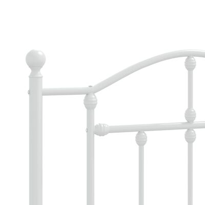 vidaXL Metal Bed Frame without Mattress with Headboard White 90x190 cm Single