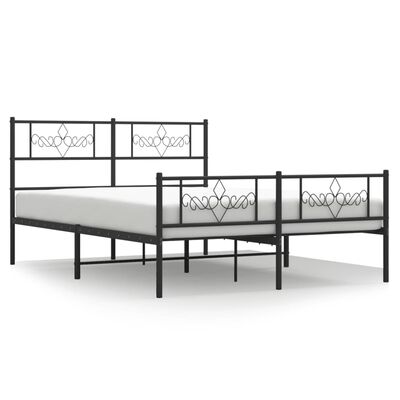 vidaXL Metal Bed Frame without Mattress with Footboard Black 150x200 cm King Size