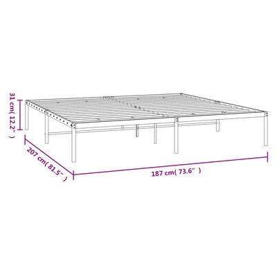 vidaXL Metal Bed Frame without Mattress White 180x200 cm Super King