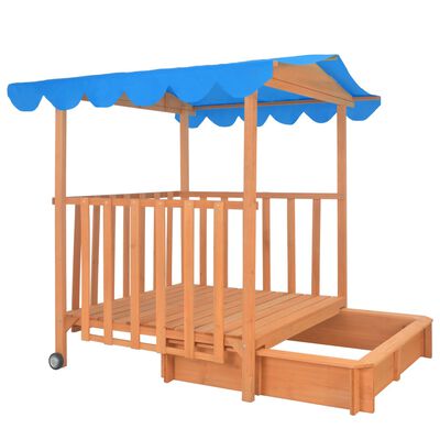 vidaXL Kids Playhouse with Sandbox Fir Wood Blue UV50